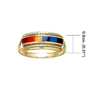 Rainbow Color Inlay Solid Gold Ring GTR164 - Jewelry